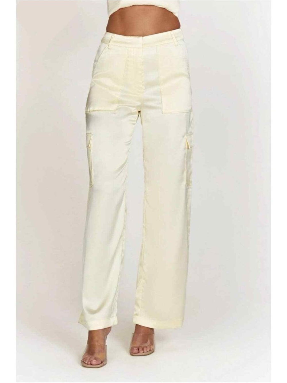 Meshki Cream Wide-Leg Cargo Trousers